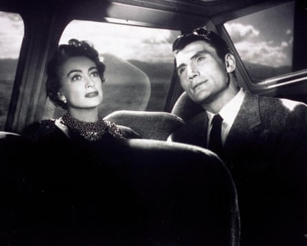 Joan Crawford and Jack Palance in a vehicle in Sudden Fear