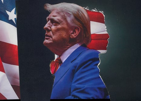 Donald Trump illustration with an American flag