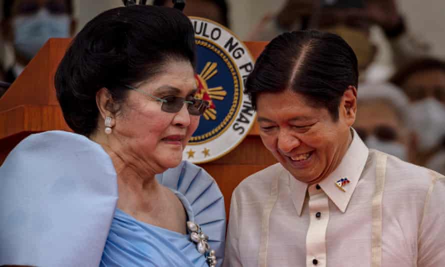 Ferdinand ‘Bongbong’ Marcos Jr with his mother, Imelda Marcos, after taking his oath as the next president of the Philippines.