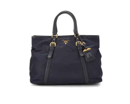 Prada Navy Nylon Convertible Buckle Handbag