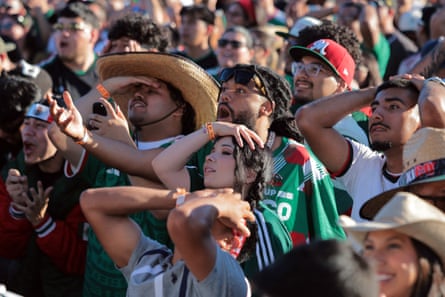 Mexico supporters rue a missed chance during the match