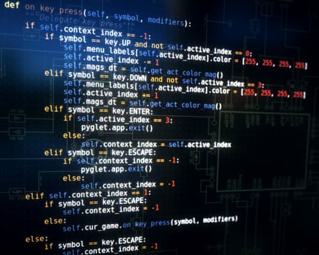 A black screen filled with the Python computer programming language.
