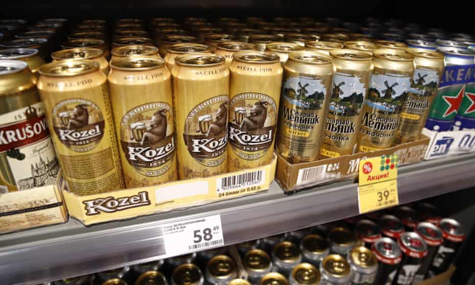 Beer for sale at a Russian grocery store