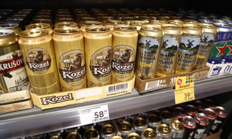 Beer for sale at a Russian grocery store