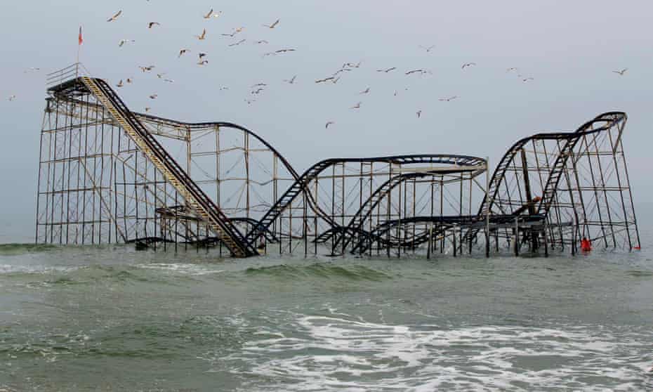 The remnants of the Jet Star roller coaster is pictured in the ocean, almost five months after Superstorm Sandy, in Seaside Heights, New Jersey March 21, 2013. 