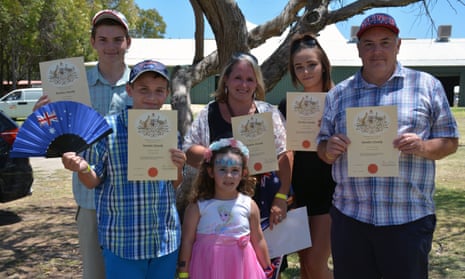 The Chambers family, who arrived in Perth from Wales ten years ago, are seen after becoming citizens during an Australia Day citizenship ceremony in the city of Waneroo, in Perth’s north, Thursday, Jan. 26, 2017.