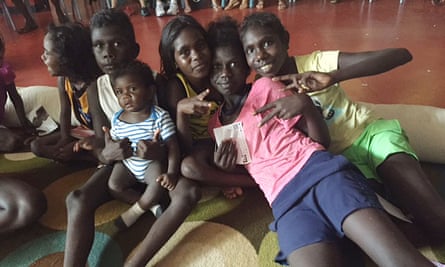 Children on Bathurst Island watch a documentary on rheumatic heart disease called Take Heart as part of an education campaign