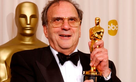 Ronald Harwood with his best adapted screenplay award for The Pianist at the 2003 Academy Awards ceremony in Hollywood.