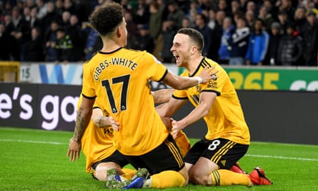 Diogo Jota and Wolves celebrate their second-half winner