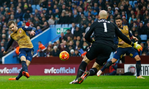ramsey goal arsenal aston villa premier league ozil assist