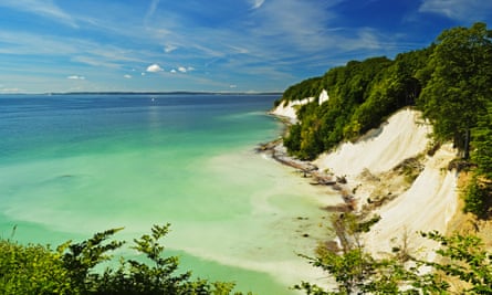 Chalk cliffs in Jasmund national park, Ruegen Island.