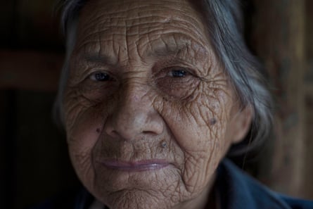 Closeup face of a woman in her 70s
