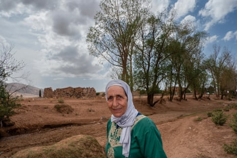 Itto shows the abandoned and destroyed remnant of an authentic building next to the dry riverbed in the Moroccan town of Ait Hamza in the Middle Atlas mountains