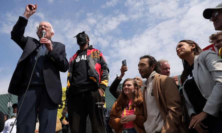 Bernie Sanders at the rally on Staten Island.