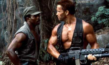 Carl Weathers, left, and Arnold Schwarzenegger in Predator, 1987.