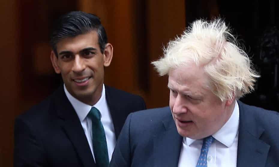 Rishi Sunak and Boris Johnson in Downing Street, London, 1 December 2021.