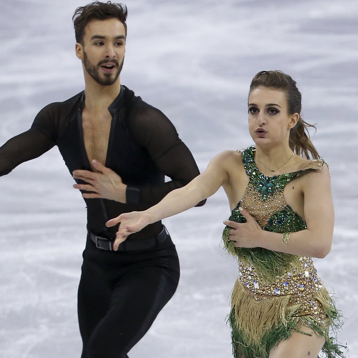 ...Mid-Routine Olympic Wardrobe Malfunction Video French figure skater Gabr...