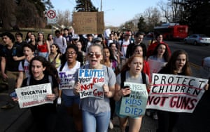 Pupils in Maryland show support for gun reform after last week’s school shooting in Parkland, Florida.