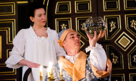 Rylance, as King Philip, with Melody Grove, as Isabella, Queen of Spain, in Farinelli and the King.