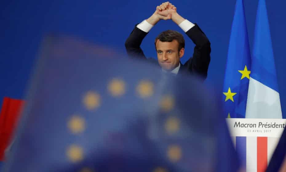 Emmanuel Macron and EU flag