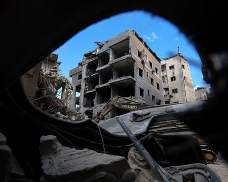 Building damaged by Israeli air strikes in Beirut's southern suburbs, Lebanon