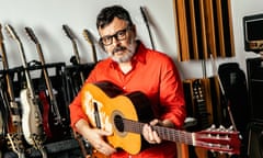 James Dean Bradfield, lead singer and lead guitarist of the band Manic Street Preachers in his studio in Wales. Bradfield has a new solo album called "Even in Exile" which is inspired by the Chilean Protest Singer and poet Victor Jara.