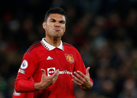 Manchester United's Casemiro reacts.