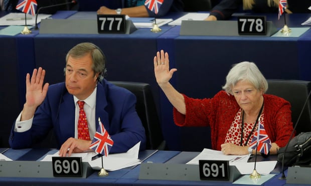 Nigel Farage and Ann Widdecombe voting in the European parliament in September where they both sit as MEPs.