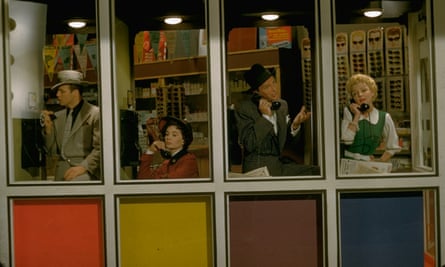 (from left) Marlon Brando as Sky Masterson, Jean Simmons as Sarah Brown, Frank Sinatra as Nathan Detroit and Vivian Blaine as Miss Adelaide in the 1955 film of Guys and Dolls.