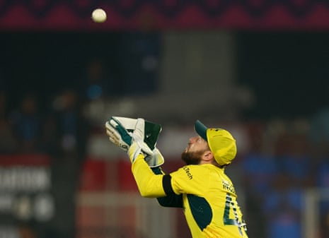 Australia's Josh Inglis takes the catch to dismiss England's Adil Rashid, off the bowling of Josh Hazlewood to win the match.