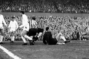 Newcastle celebrate scoring against Ujpest in the Inter-Cities Cup final of 1969
