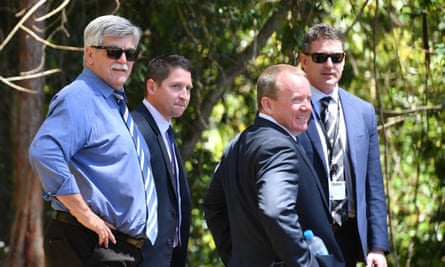The head of Strike Force Rosann, Detective Chief Superintendent David Laidlaw, left, at a search site in Kendall