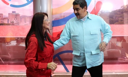 President Maduro spins the ‘First Combatant’, his wife Cilia Flores.