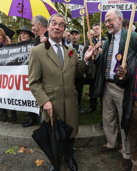 Nigel Farage speaks to Ukip supporters outside the House of Commons