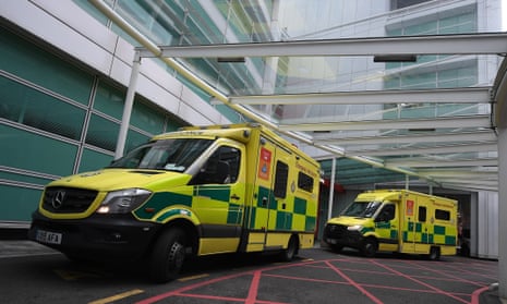 Ambulances at UCL hospital in London