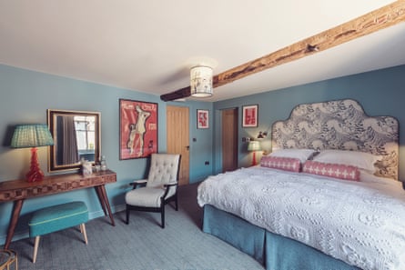 A pastel-coloured bedroom at New Inn Yealand, Lancashire