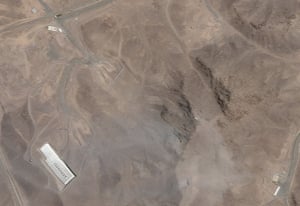 Image from above of rugged desert terrain at Fordow in northern Iran
