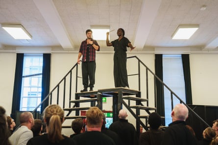 Staircase duet … David Ricardo-Pearce (Harry) and Naana Agyei Ampadu (Hermione).