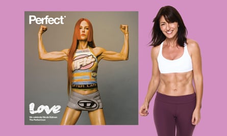 Composite showing Nicole Kidman on the cover of Perfect magazine, and Davina McCall showcasing her six-pack.