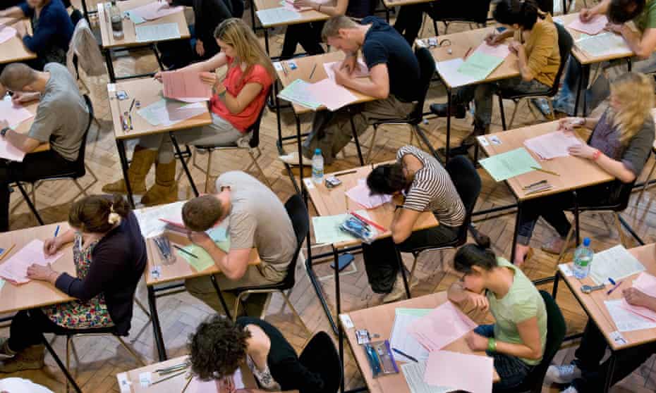 Students at King's College London sitting an exam