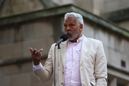Ernie Dingo speaking during a candlelight vigil for Cassius Turvey at Town Hall in Sydney.