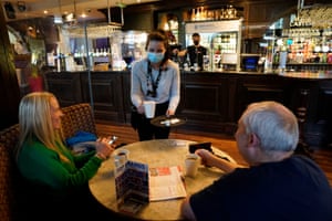 Customers inside the Mile Castle pub in Newcastle as indoor hospitality and entertainment venues reopen today