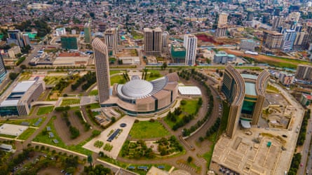 Drone image of Addis Ababa cityscape