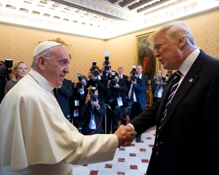 Donald Trump during a private audience with Pope Francis in 2017.