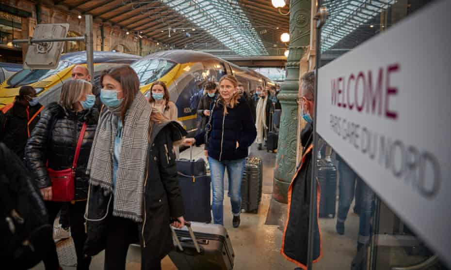 Eurostar passengers arrive in Paris at Gare Du Nord.
