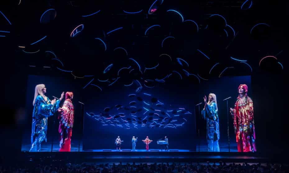 Abba’s de-aged digital avatars perform at the venue in the Queen Elizabeth Olympic Park in London