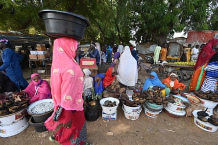 Vendors sell fish at a market in Diffa, in south-eastern Niger, on 23 December 2020, a few days before the country voted in presidential elections.