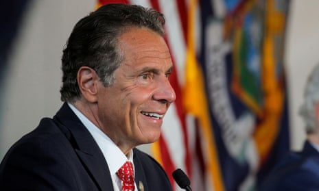 New York Governor Andrew Cuomo speaks during a news conference at LaGuardia Airport’s new Terminal B.