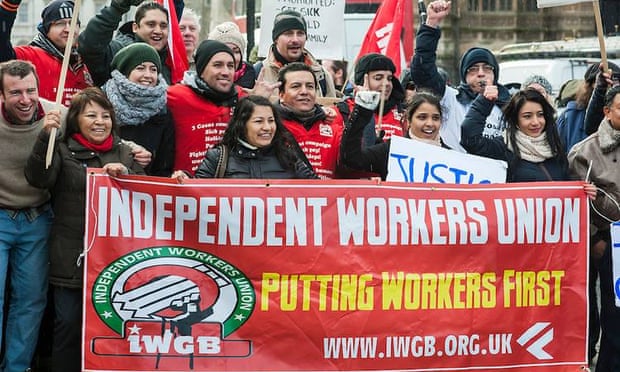 A protest by members of the Independent Workers Union.