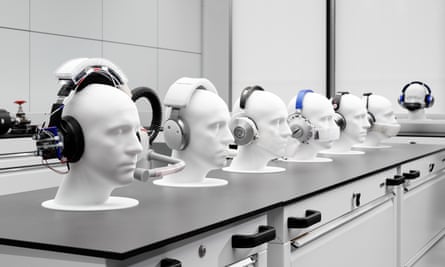 six years of prototypes on display in a Dyson lab